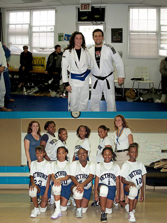 Professional organizer, Missy Weimer with Pete the Greek and coaching volleyball.